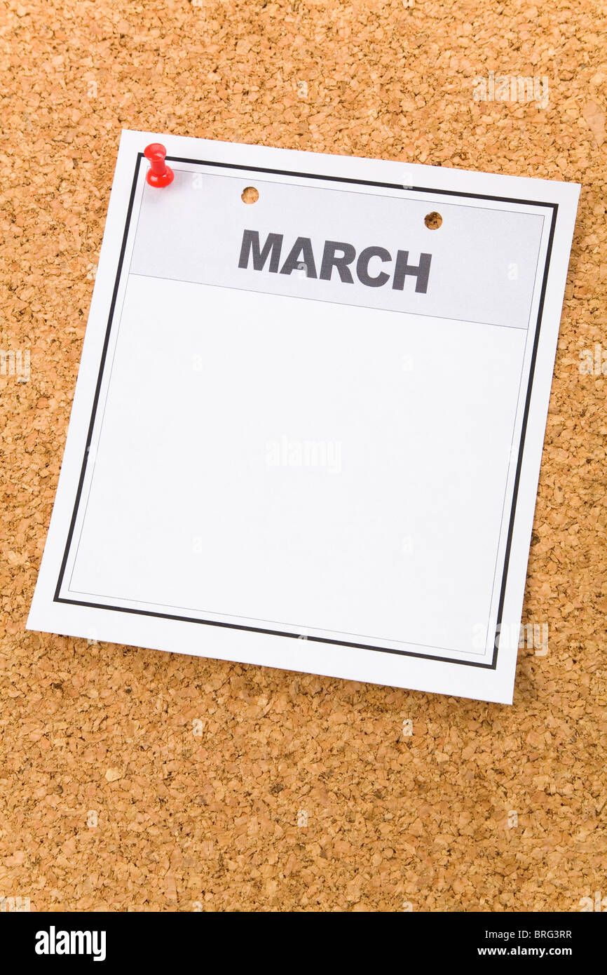 Blank Calendar, March, close up for background Stock Photo
