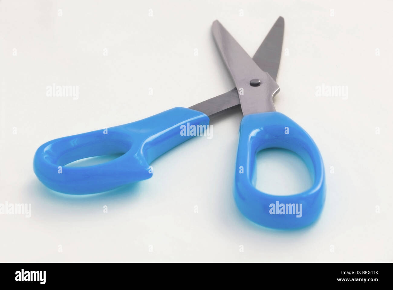 Blue Handle Scissors Stock Photo