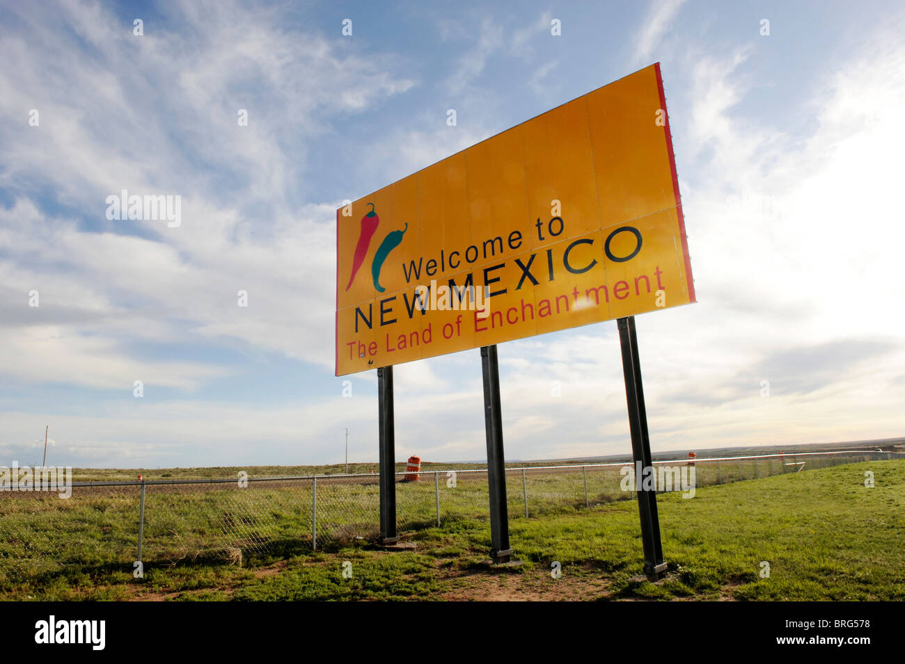 New Mexico State Line Border Sign Stock Photo Alamy
