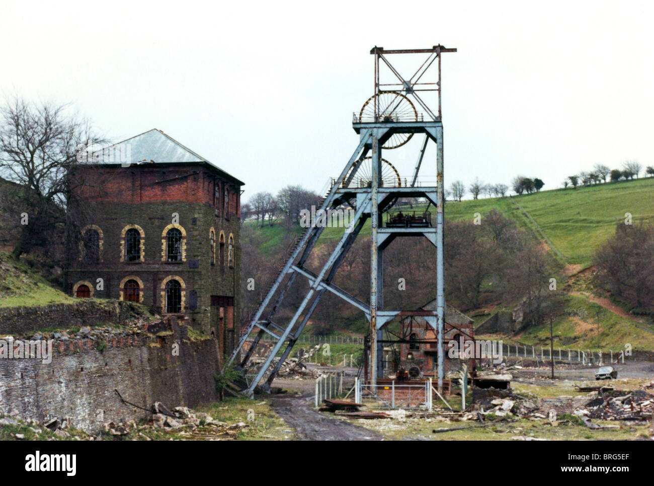 Tirpentwys deep coal mine derelict and being demolished near Pontypool
