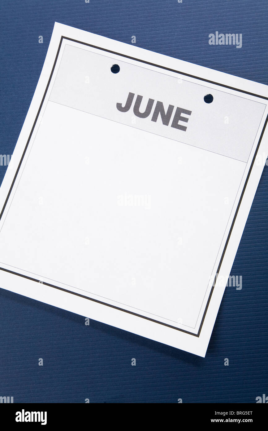 Blank Calendar, June, with blue background Stock Photo - Alamy