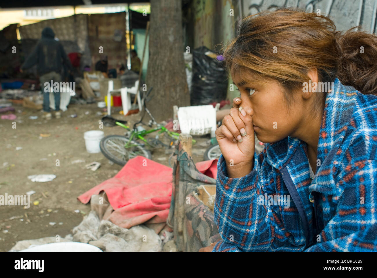 While numbers have declined over the past ten years in Mexico City, kids who live and work on the streets are still a problem Stock Photo