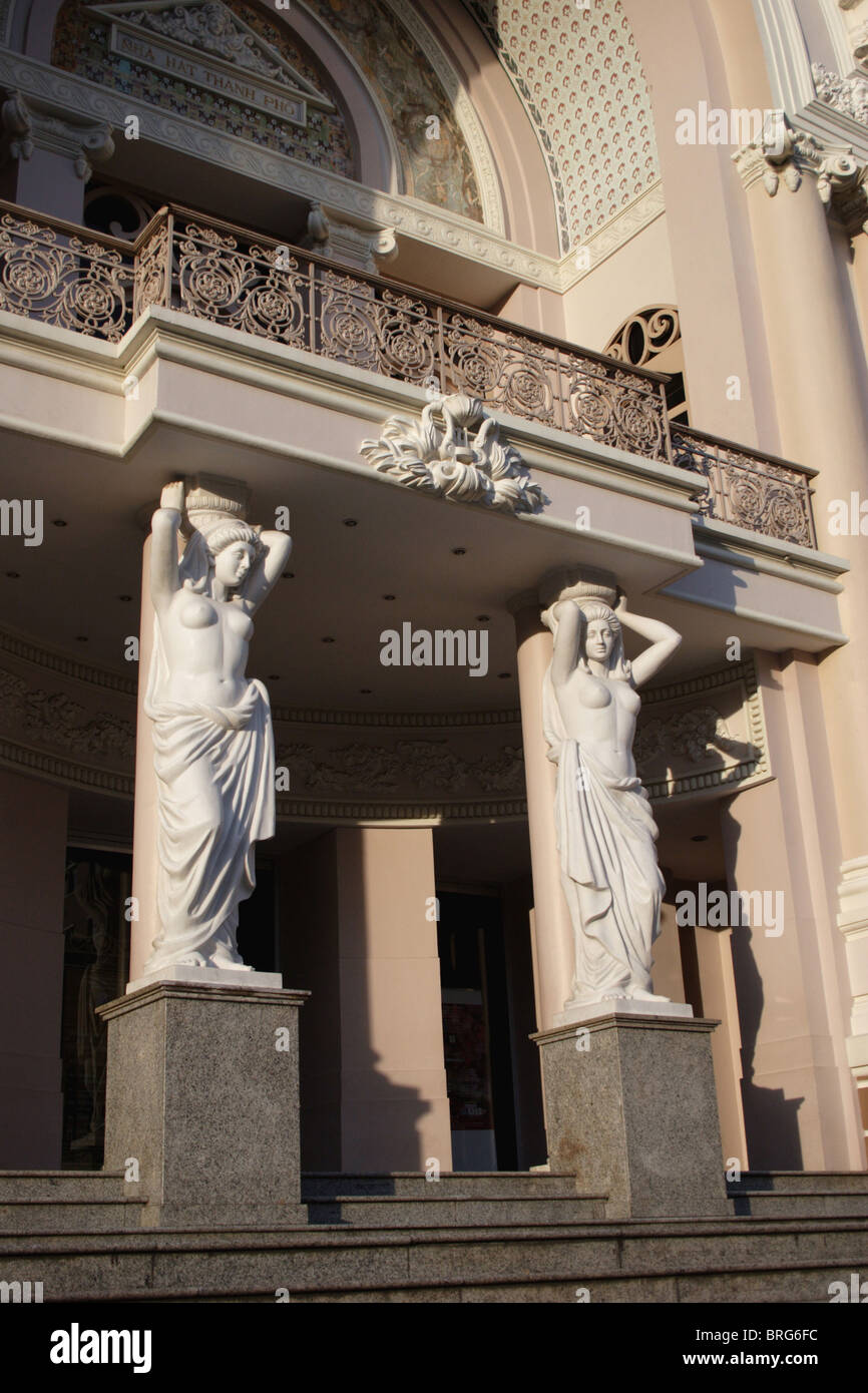 The architectural influence of French colonialism on the Music Hall can be seen by visitors in Saigon (Ho Chi Minh City) Vietnam Stock Photo