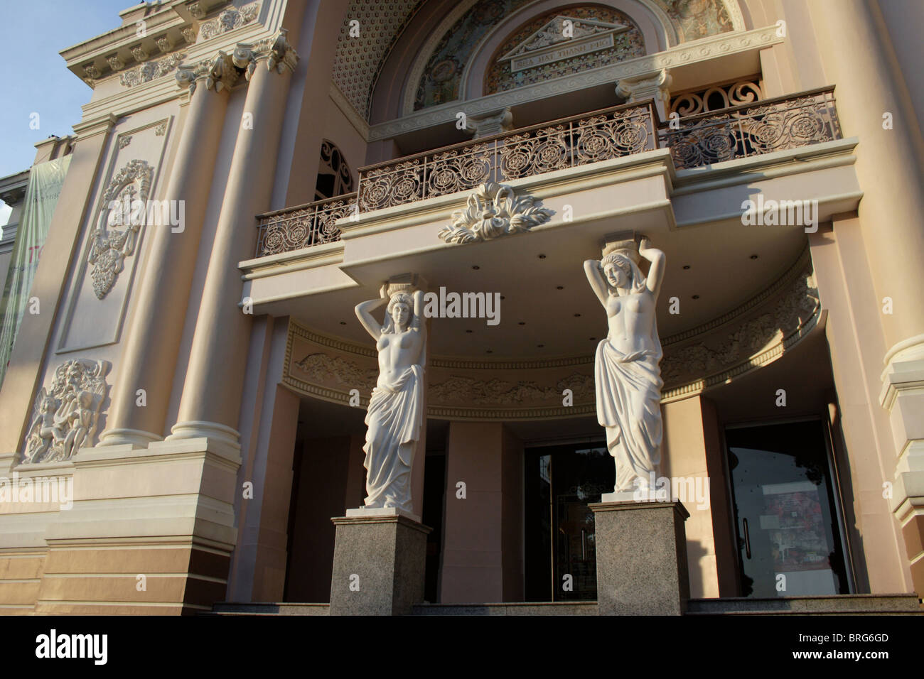 The architectural influence of French colonialism on the Music Hall can be seen by visitors in Saigon (Ho Chi Minh City) Vietnam Stock Photo