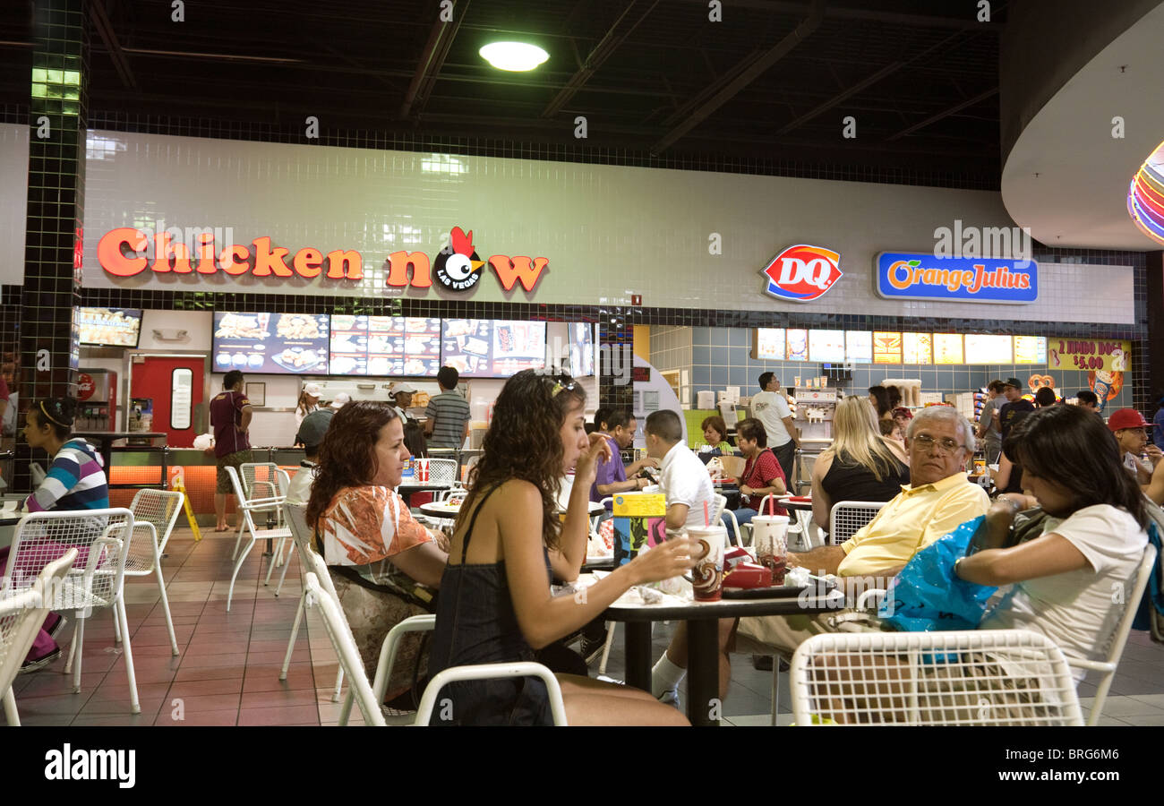 People eating in fast food restaurants, Las Vegas shopping Mall, Las