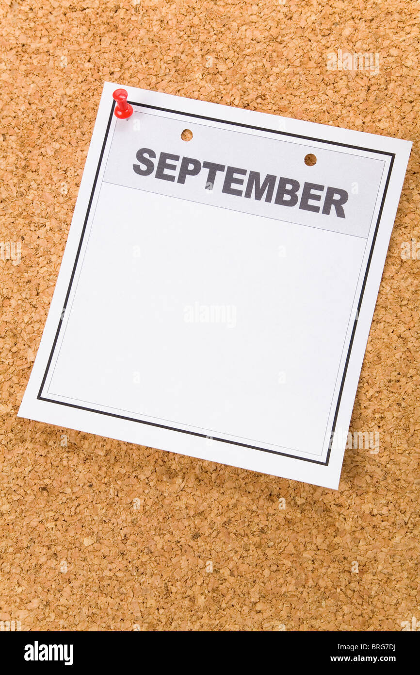 Blank Calendar, September, close up for background Stock Photo - Alamy