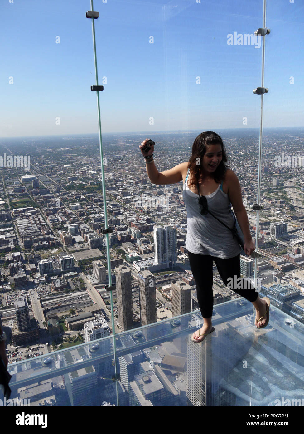 View from the Willis Tower Skydeck with glass floor Stock Photo