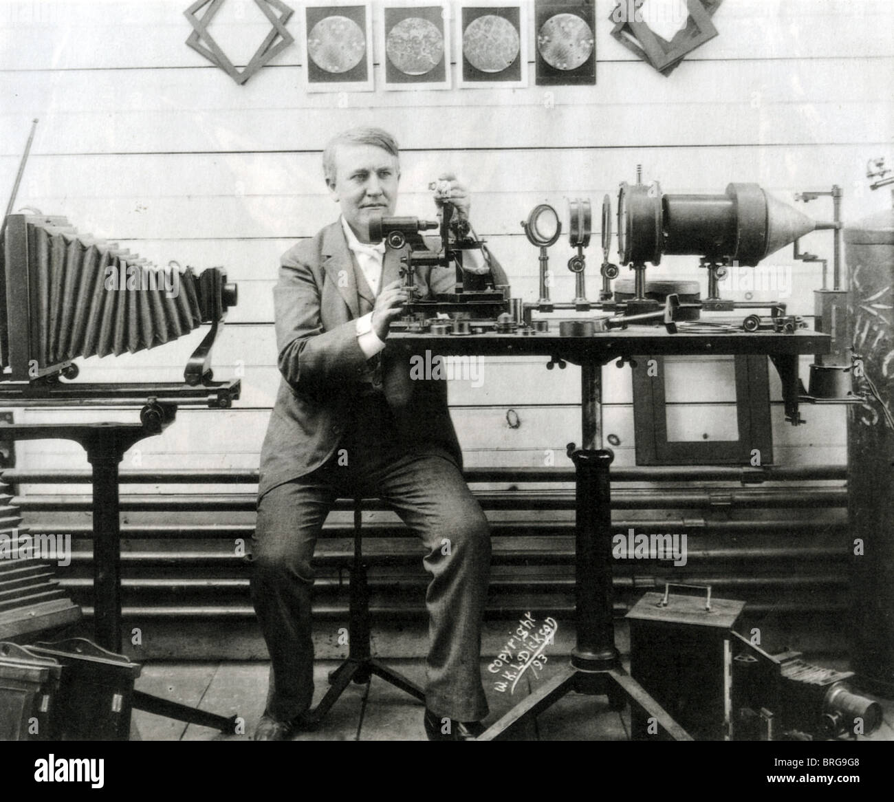 THOMAS EDISON  (1847-1931) US scientist, inventor and businessman here working on a system for macro photography Stock Photo