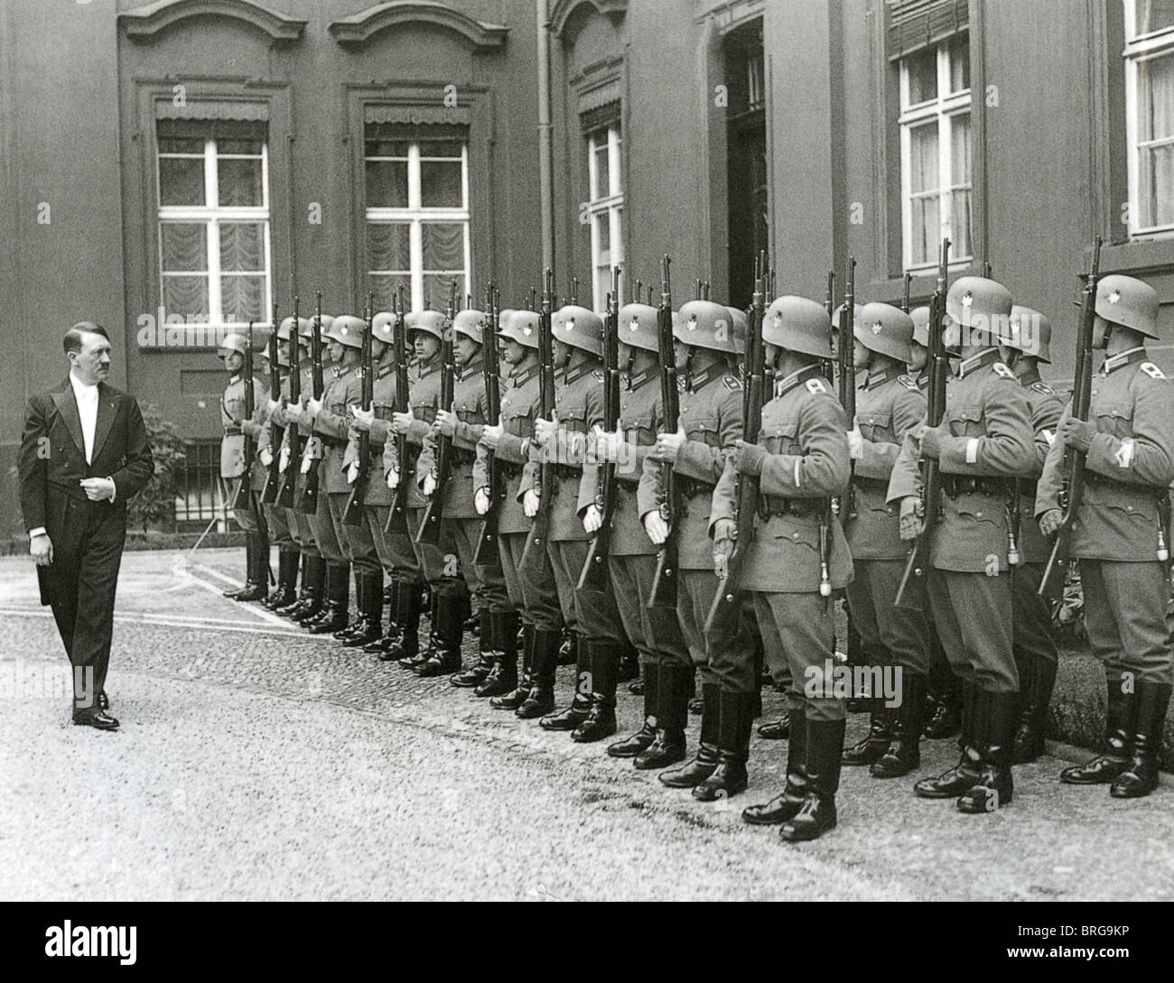 ADOLF HITLER inspecting a guard of honour in 1935 Stock Photo