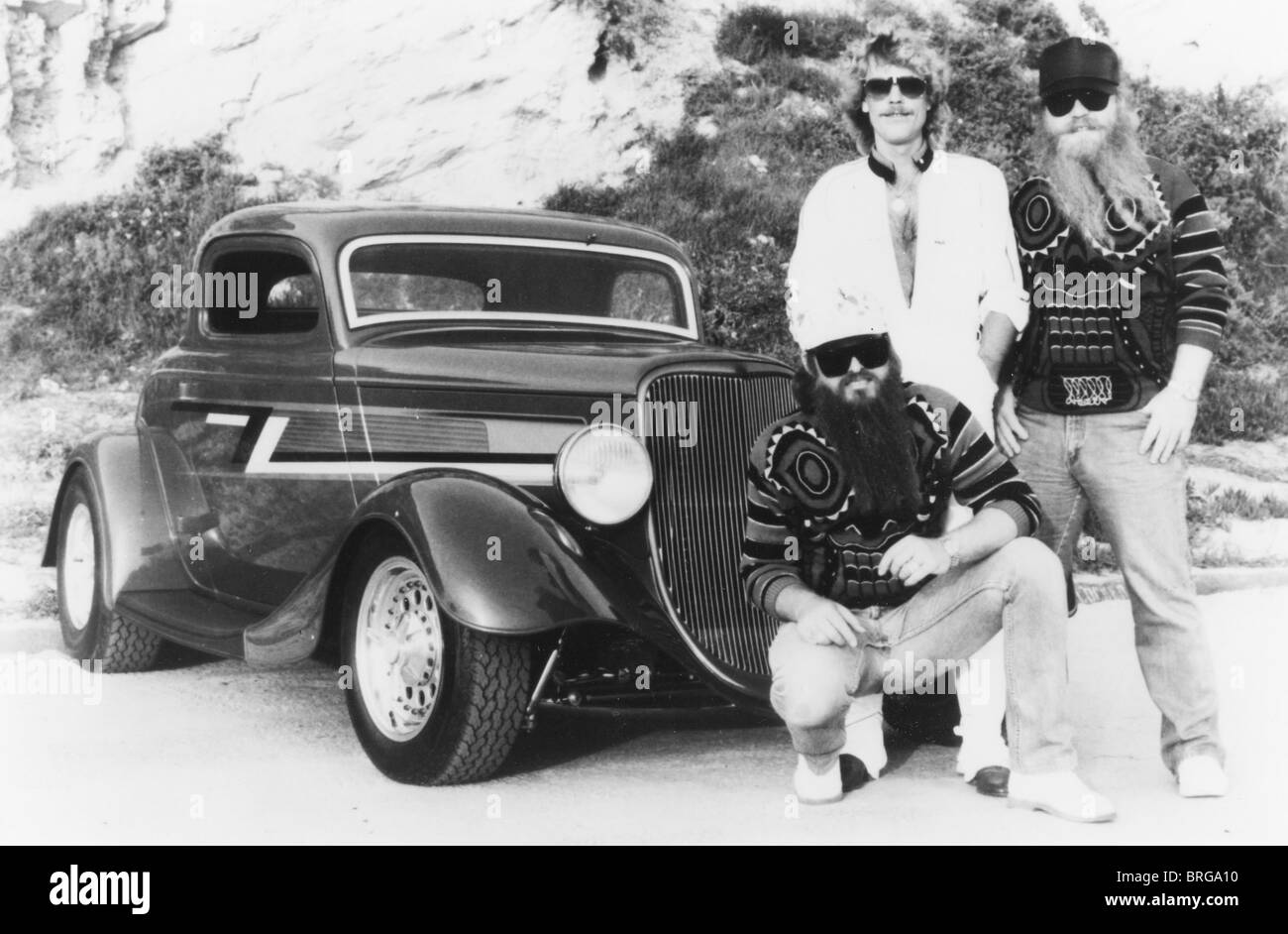 ZZ TOP Promotional photo of US rock group from left: Billy Gibbons, Frank Beard and Dusty Hill Stock Photo