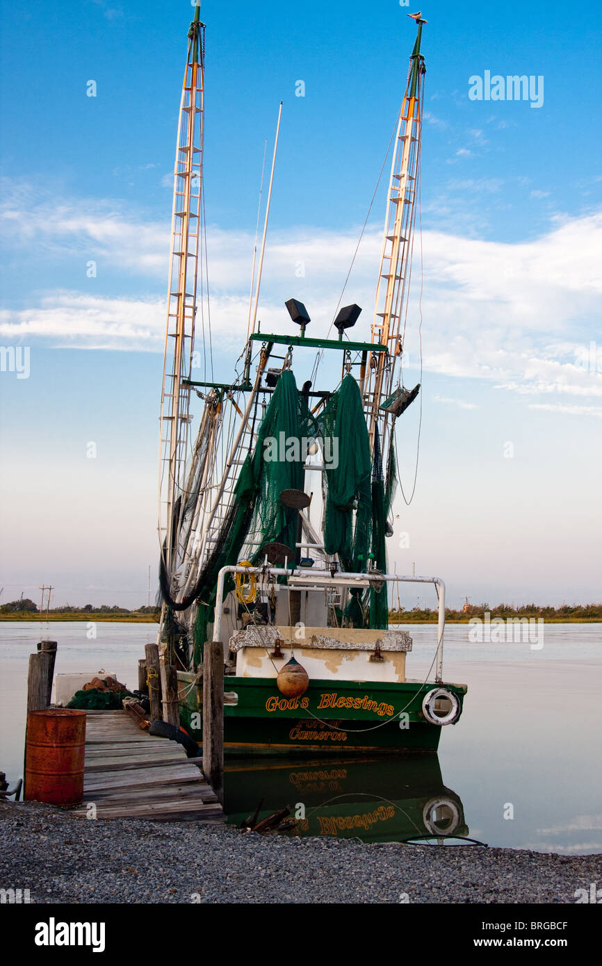 Shrimp boat at dock in Cameron, Louisiana Stock Photo - Alamy