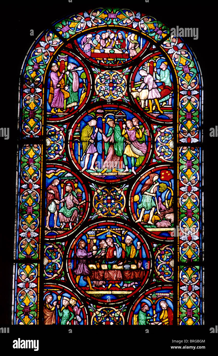 Ely Cathedral, north transept, medieval stained glass window windows