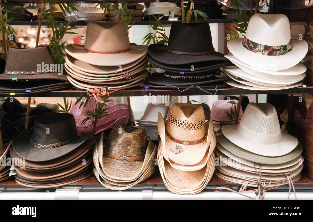 Hats for sale in a hat stall, Las Vegas USA Stock Photo