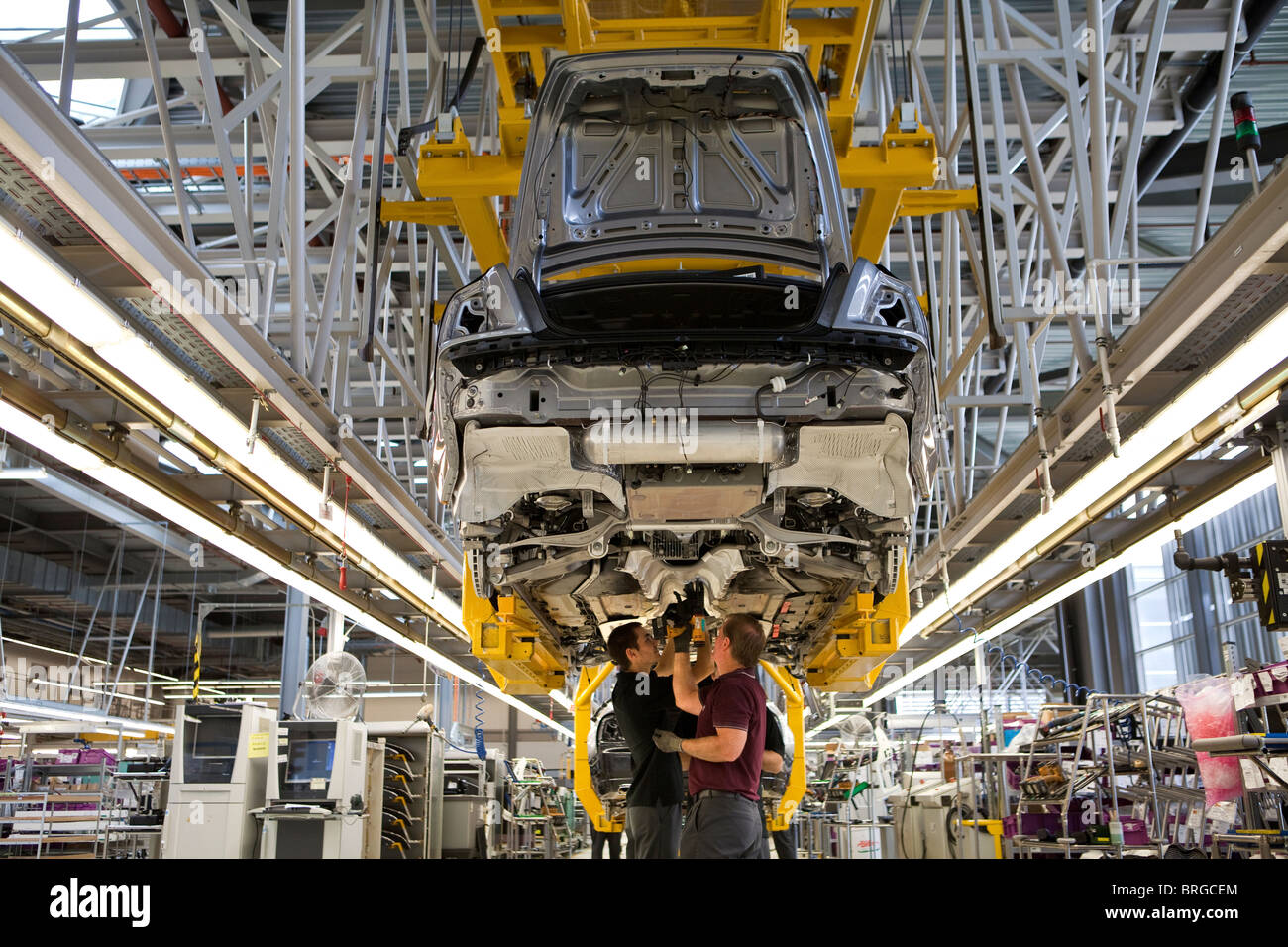 Rolls Royce factory in Goodwood, West Sussex UK Production line for Rolls Royce Phantom and Ghost cars. Stock Photo