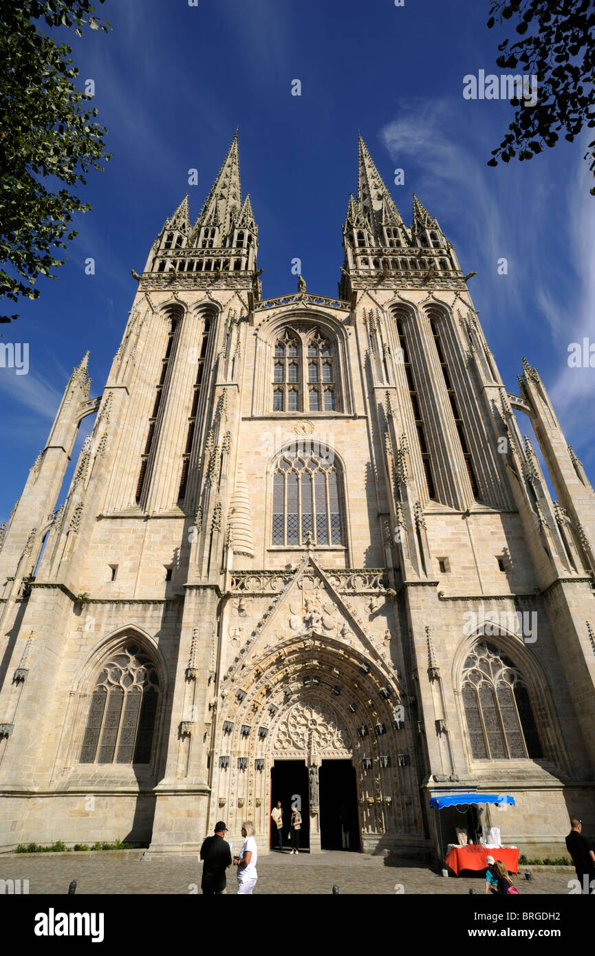 France, Brittany (Bretagne), Finistère, Quimper, cathedral Stock Photo