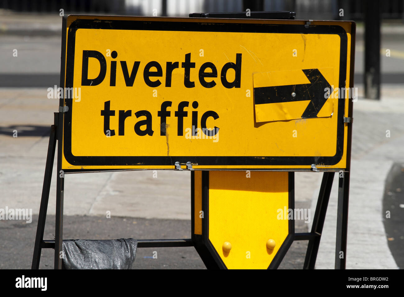 Diverted Traffic diversion sign, London, England Stock Photo
