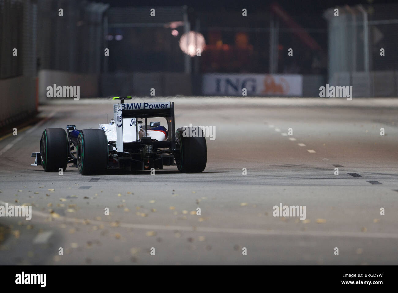 A BMW Sauber driven by Robert Kubica at the 2009 Singapore Grand Prix