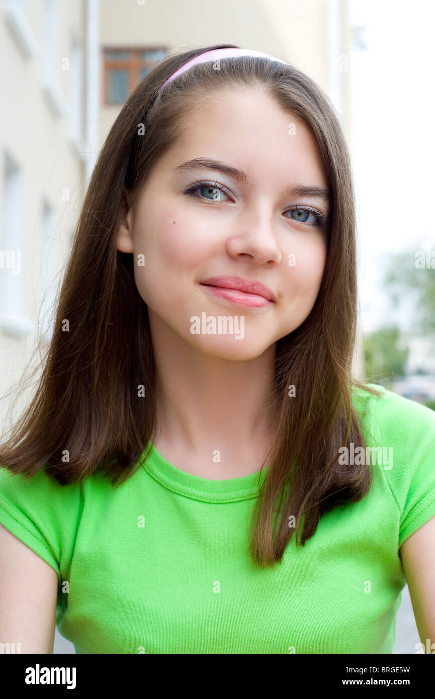 european girl young beautiful european girl looks into camera Stock Photo - Alamy