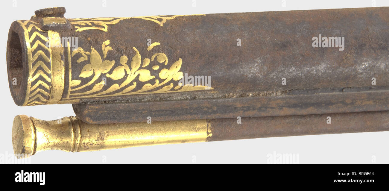 Two gold-inlaid Indian percussion rifles,end of the 19th century ...