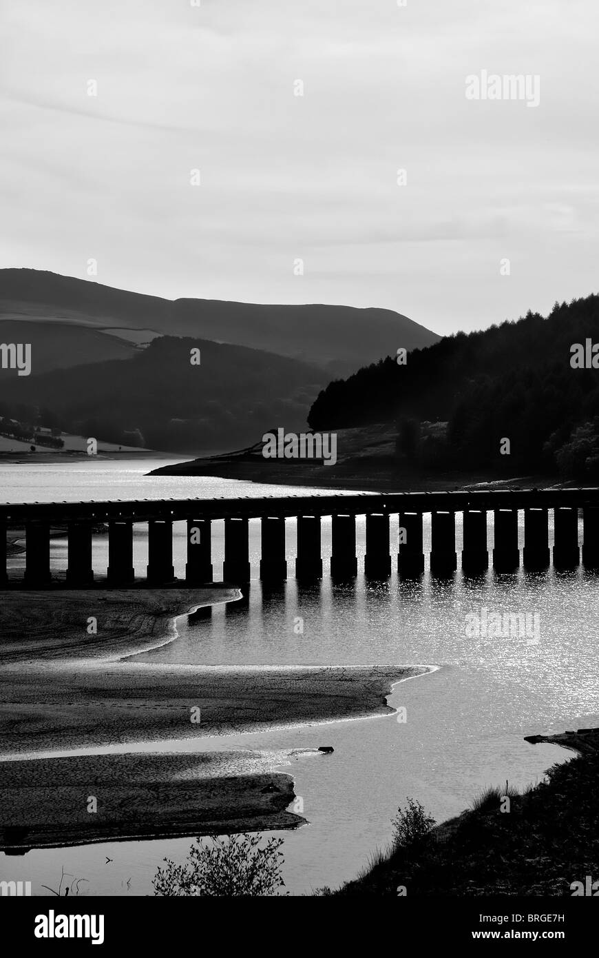 aqueduct across ladybower dam Derbyshire england uk Stock Photo