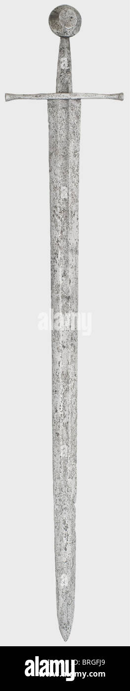A Northern German knightly sword,circa 1300 Heavy,double-edged blade ...