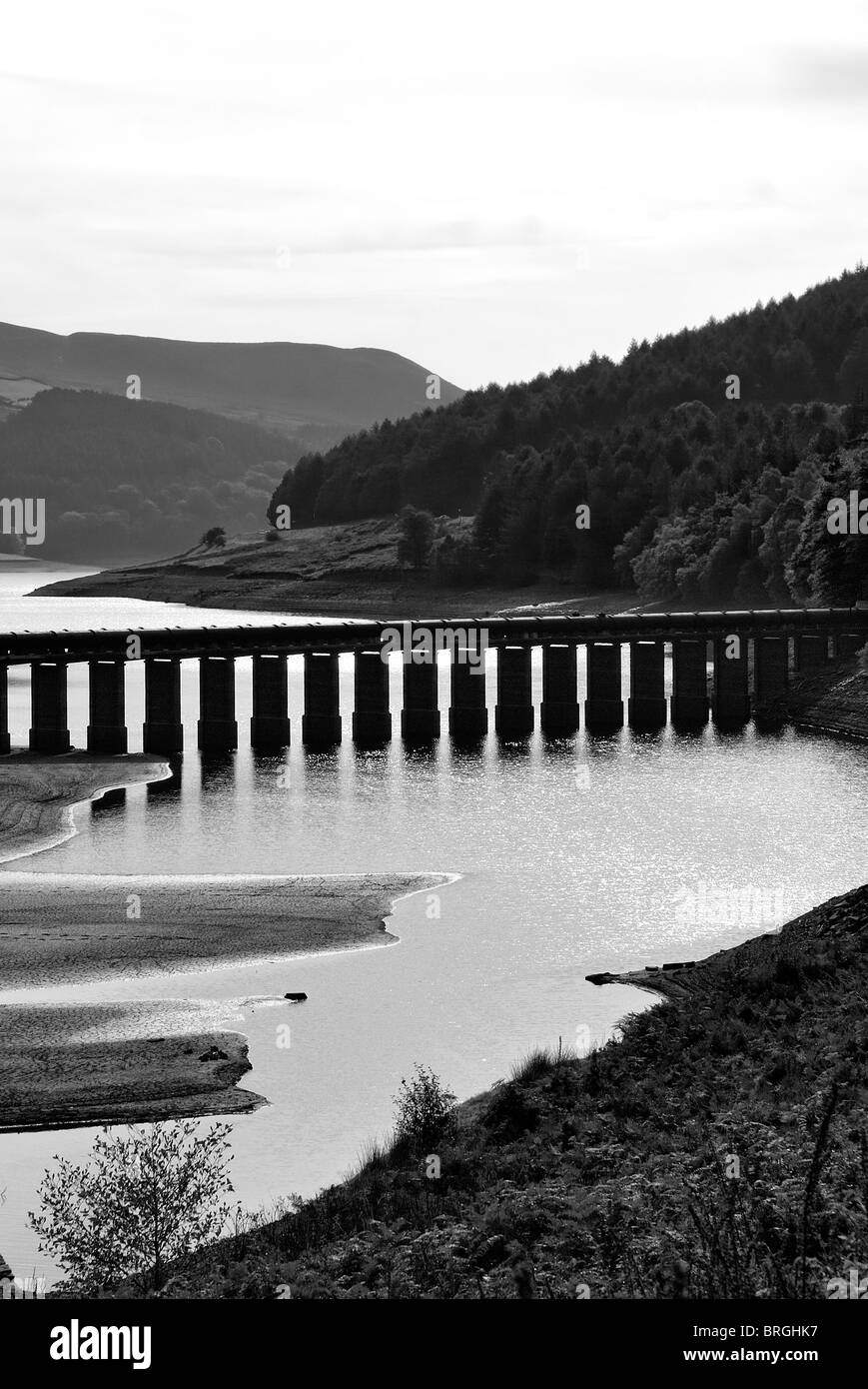 aqueduct across ladybower dam Derbyshire england uk Stock Photo