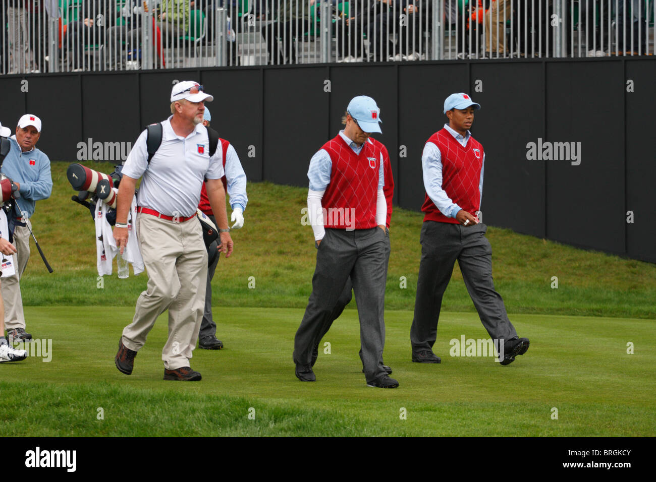 American Golfers on the first practice day of the 2010 Ryder Cup, Celtic Manor, Newport, Wales Stock Photo