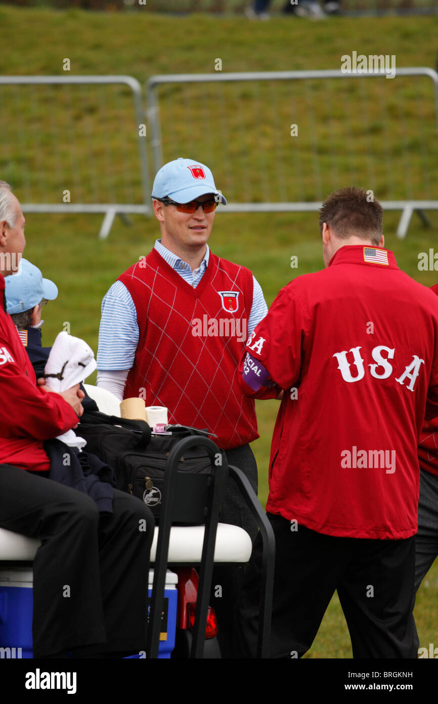 American Golfer, Zach Johnson, on the first practice day of the 2010 Ryder Cup, Celtic Manor, Newport, Wales Stock Photo