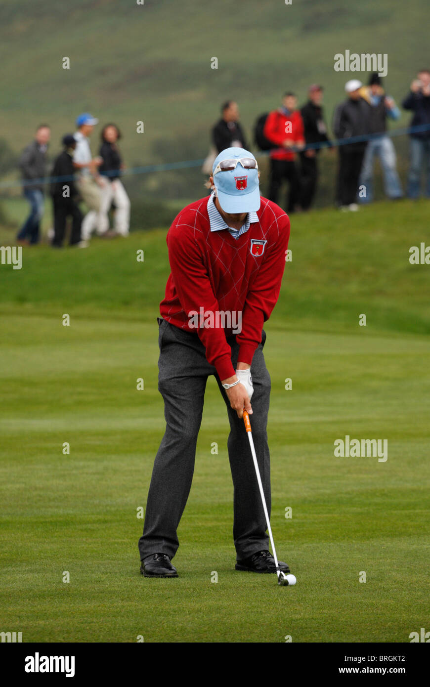 American Golfer on the first practice day of the 2010 Ryder Cup, Celtic Manor, Newport, Wales Stock Photo