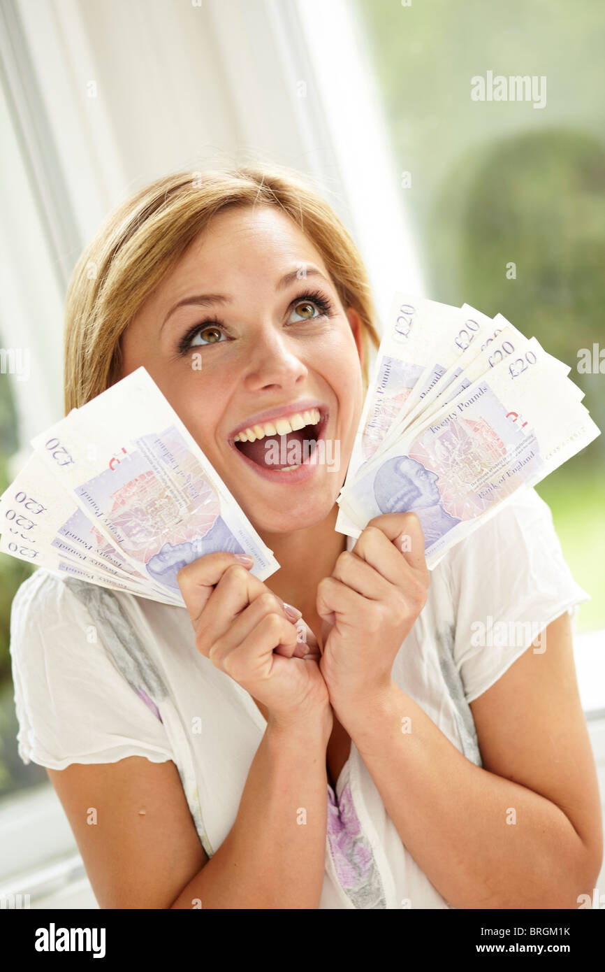 Girl with Cash Stock Photo