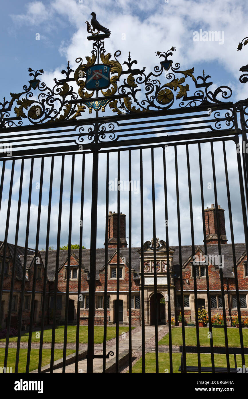 Gate made by Robert Bakewell at the John Port Almshouses, Etwall, Derbyshire, England Stock Photo