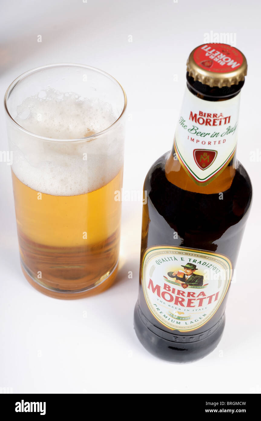 Bottle of Birra Moretti, Italian beer. Stock Photo