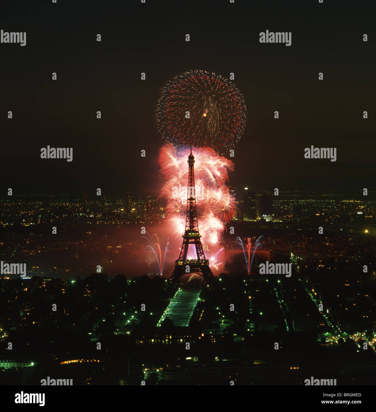 Eiffel Tower, Fireworks, Paris, France Stock Photo