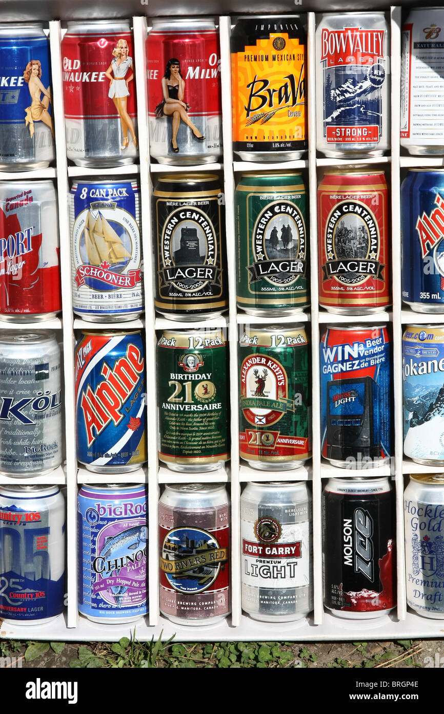 beer can collection Stock Photo