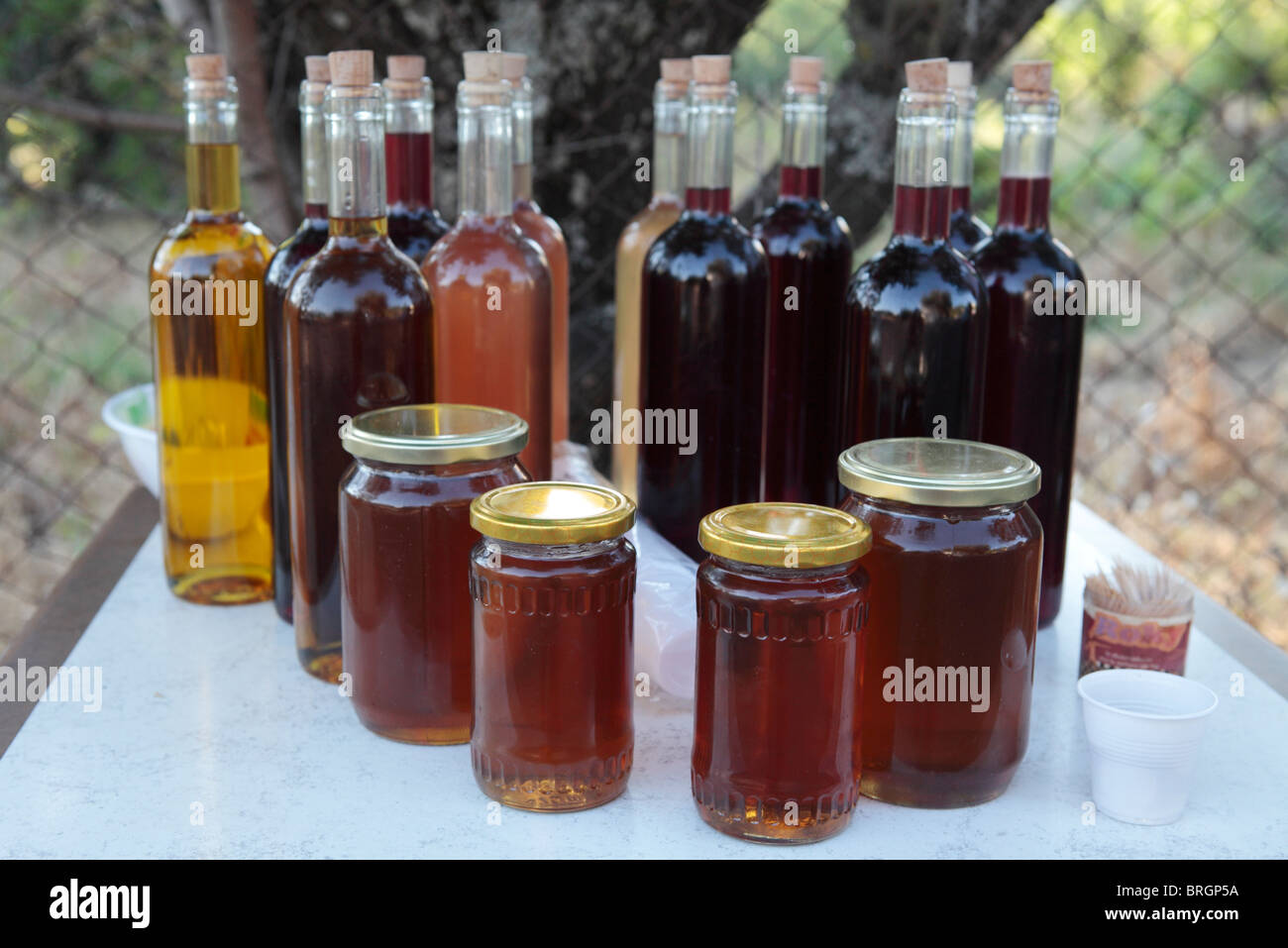 Retsina Wine and Honey Corfu Greece Stock Photo Alamy