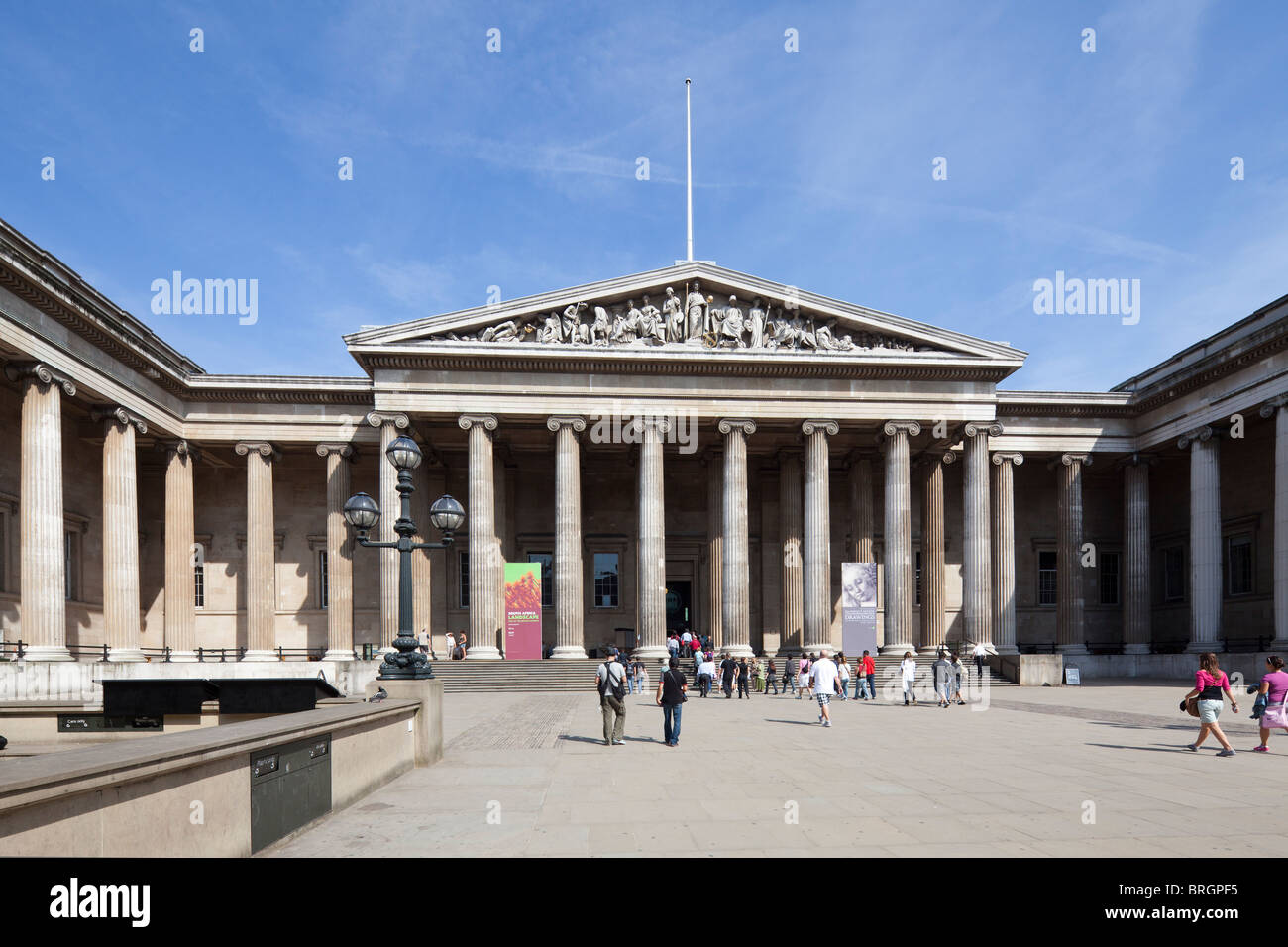 British Museum entrance from Great Russell Street, London, England, UK Stock Photo