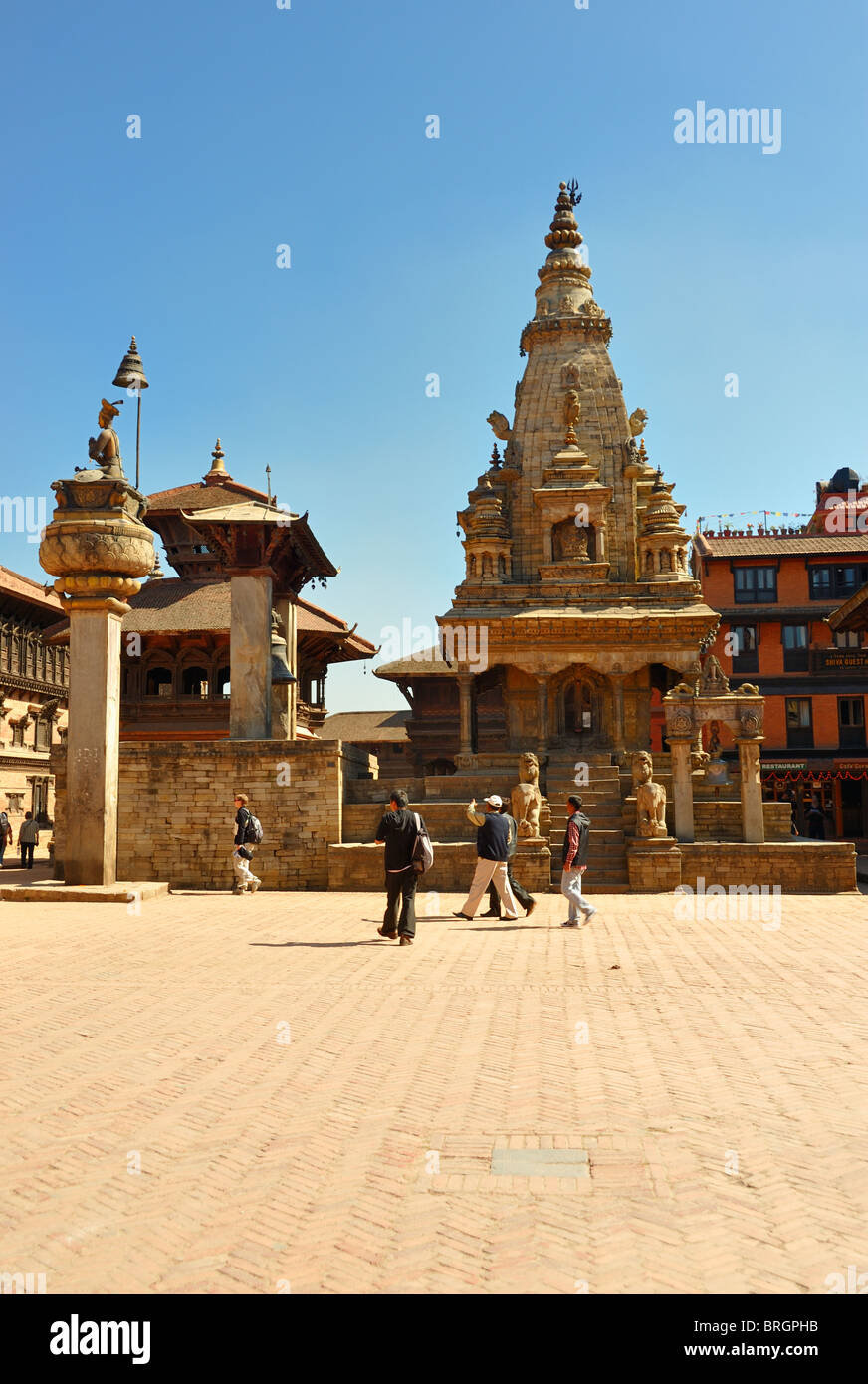 Vatasala Temple & Taleju Bell, Durbar Square, Bhaktapur, Kathmandu, Nepal Stock Photo