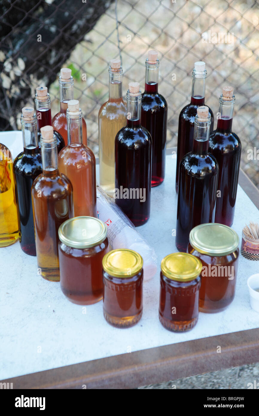 Retsina Wine and Honey Corfu Greece Stock Photo Alamy