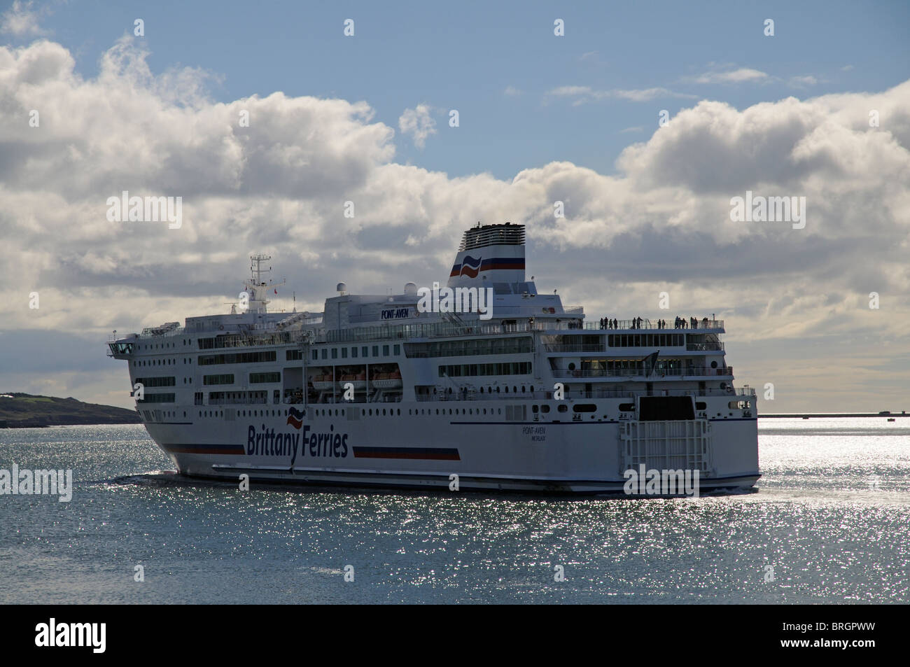 MV Pont Aven a roro Brittany Ferries company flagship ferry outbound from Plymouth Ferry Port