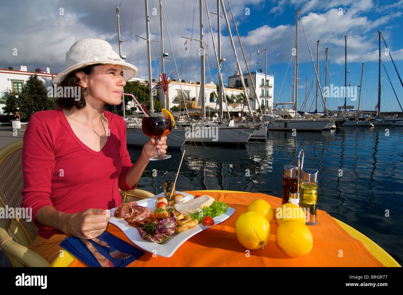 Restaurant in Puerto Mogan, Gran Canaria, Canary Islands, Spain Stock Photo