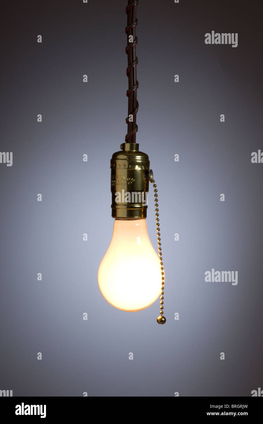 Hanging light bulb Stock Photo
