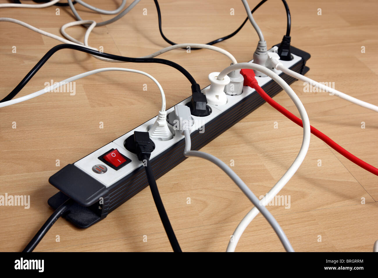 Home electrics, multi socket, power lines, plug board, plugs and