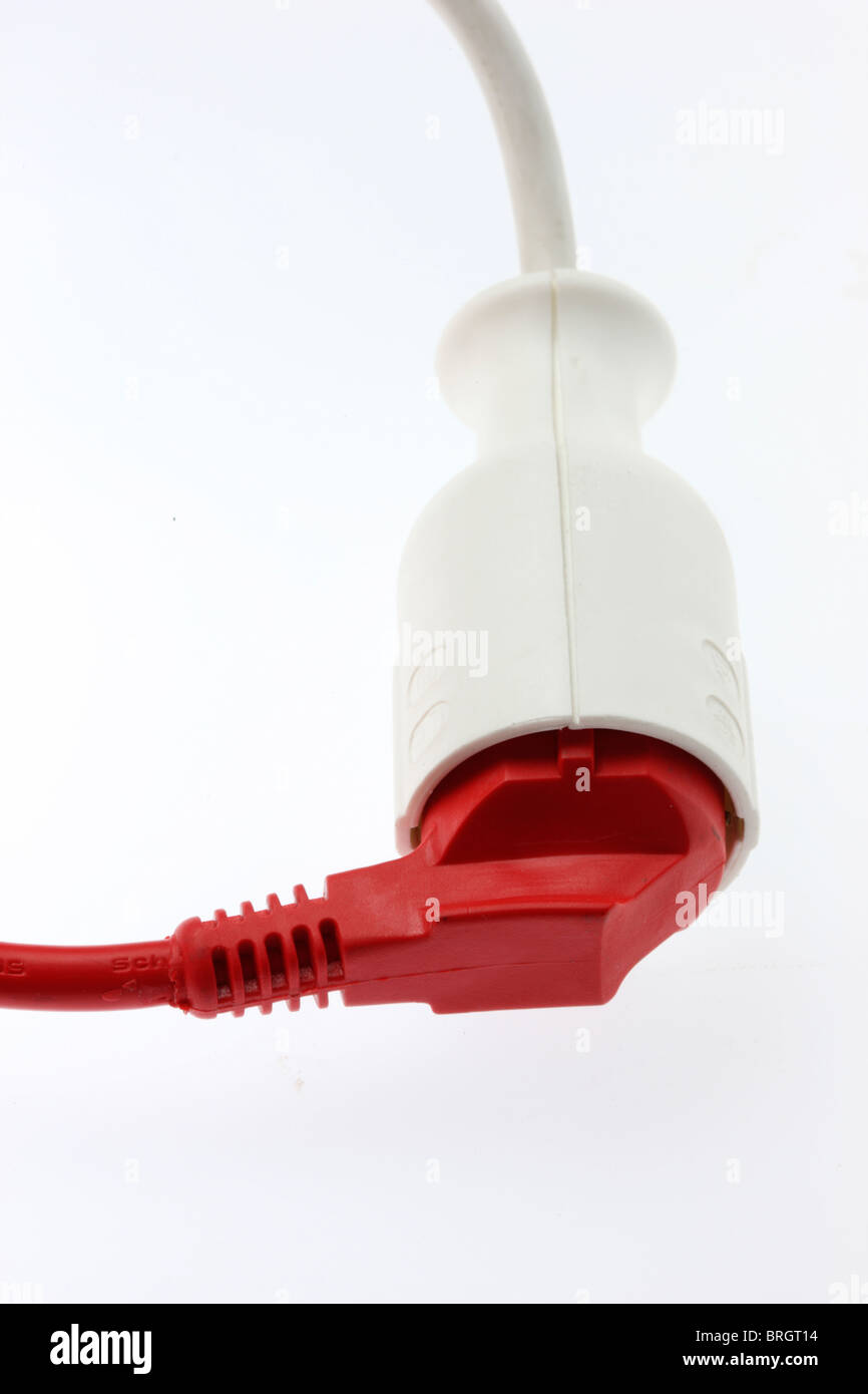 Power plug and socket, electrical cable, extension cable Stock Photo