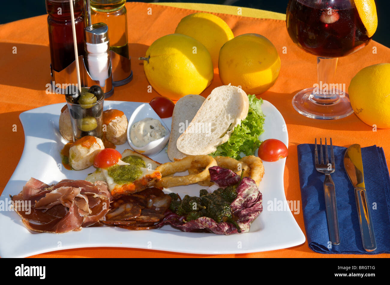Restaurant in Puerto Mogan, Gran Canaria, Canary Islands, Spain Stock Photo