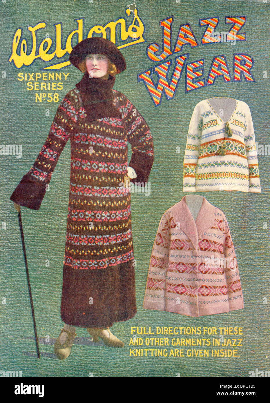 Weldon's Sixpenny Series Jazz Wear knitting  1924 Stock Photo