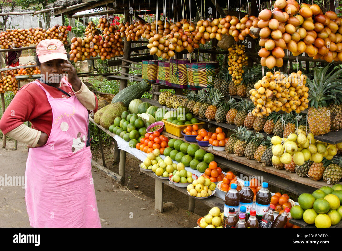Roadside fruit vendor, Madagascar Stock Photo Alamy