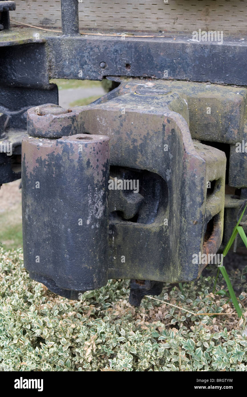 Knuckle coupler on hstoric freight car at Bothell Country Village Bothell Washington State USA