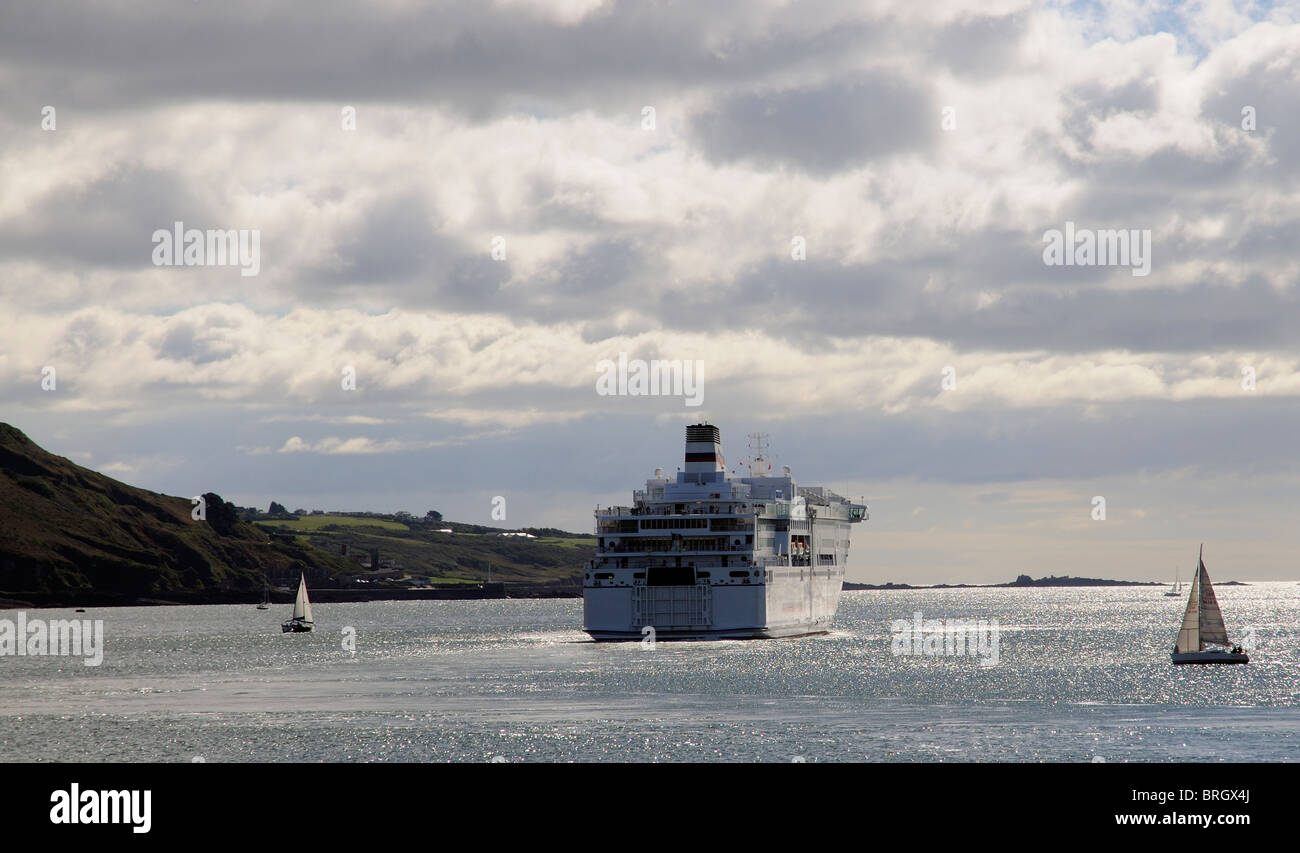MV Pont Aven a roro Brittany Ferries company flagship ferry outbound from Plymouth Ferry Port