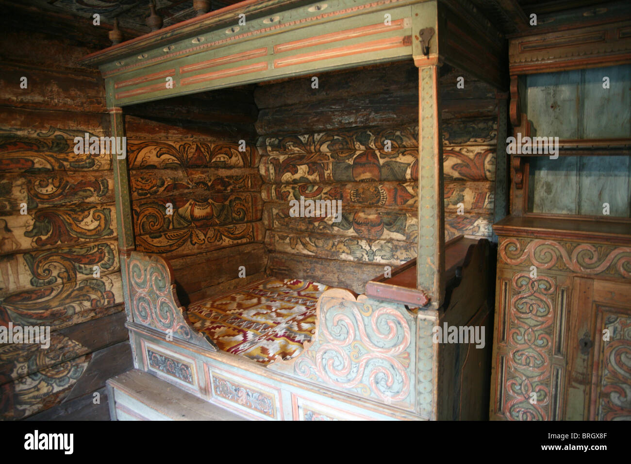 Open air museum in Oslo, Bygdoy folks museum with traditional wooden houses Stock Photo