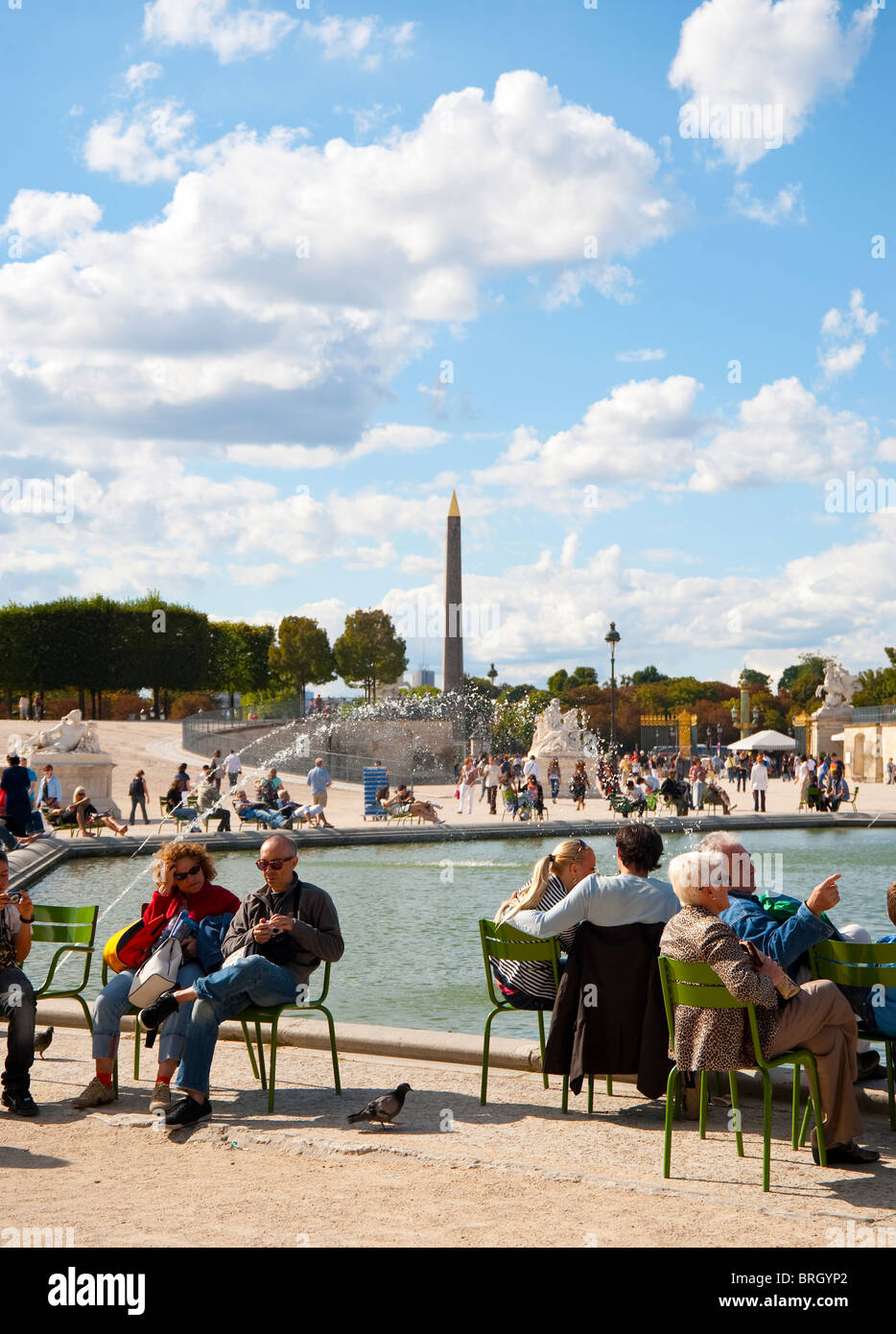 People relaxing in Jardin des Tuileries, Paris, France Stock Photo